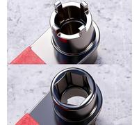 EaseSunny Clé à meuleuse d'angle 2 en 1, outil de démontage, douille hexagonale à quatre mâchoires ouble tête pour enlever la plaque de support, acier au chrome vanadium, poignée antidérapante
