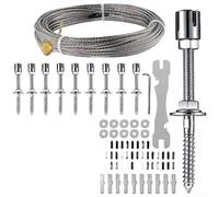 EaseSunny Kit de câble métallique en acier inoxydable pour plantes grimpantes, système de treillis de jardin, câble résistant à la rouille, avec tendeur et cosses, 15 m