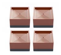 EaseSunny Lot de 4 rehausseurs de meubles, pieds de canapé, pieds carrés robustes pour machine à laver, armoire, bureau, absorption des chocs, réduction du bruit, résistant à l'humidité, résine marron