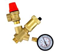 EaseSunny Soupape de sécurité en laiton, soupape de surpression, soupape de sécurité avec manomètre, surveillance de 0 à 10 bar, échappement automatique, DN15/DN20/DN25, pour chauffe-eau solaire