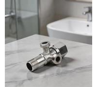 EaseSunny Vanne d'angle, vanne d'arrêt, vanne d'eau, butée d'angle à 2 voies, en acier inoxydable, double sortie 1,27 cm, arrêt rapide pour salle de bain, cuisine, évier et toilettes