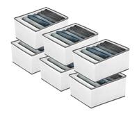 EASEVE Lot de 6 organiseurs de placard et de rangement pour vêtements - Séparateurs de tiroir pliables à 7 grilles pour jeans, pantalons, chemises, pantalons, boîtes de rangement empilables
