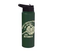 Easily Distracted By Music And Bourbon Skeleton Stainless Steel Insulated Water Bottle