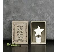 East of India Mini boîte d'allumettes - Friends are like stars you don't have to see them to know they are there | Cadeau souvenir en porcelaine | Cadeau pour ami