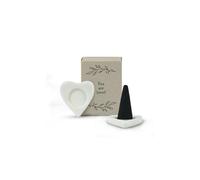 East of India Mini boîte d'allumettes porte-encens et deux cônes d'encens en porcelaine grenade noire avec citation inspirante « You Are Love » Cœur Aromathérapie 4,5 x 3,4 x 2 cm