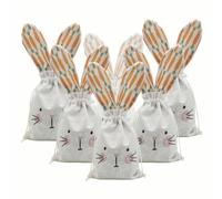 Easter Candy Bag - Burlap Drawstring Reusable Pouches, Bunny Ears Easter Snack Bags with Eco Friendly Fabric & Sturdy Closure for Party Gathering Chocolate Toys Jelly Lollipops