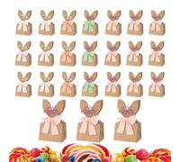 Easter Candy Bags - 24 Pack 18x22cm Treat Pouches | Small Party Favor Sacks with Bunny Pattern, Non Woven Fabric Bags with Carry Handles, Spring Celebration Supplies for Egg Hunt Events