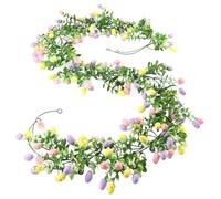 Easter Egg Garland Lot de 2 pièces, ABS, 1,5 m de long, vigne artificielle colorée, décoration murale printanière florale pour nappe, arbre, feu de route, décoration de maison de vacances