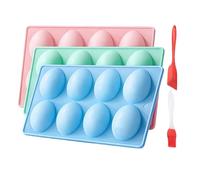 Easter Egg Silicone Moulds | 3-Piece 8-Cavity Easy Release Baking Mould Set | Egg Shaped Cake & Candy Moulds | for Ice Cream DIY Crafts Party Spring Holiday Decorations
