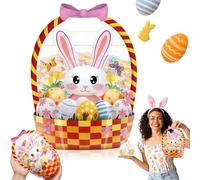 Easter Goodie Bags - 30 Pcs Bunny Sealing Clear Pouches with Handles, Resealable Plastic Easter Candy Bags, Spring Treat Bag for Kids Classroom, Party Favors, Basket Stuffers (A-1,30PCS)