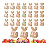 Easter Goodie Bags, Rustic Bunny Ears Paper Bags, 24 Piece Treat Packaging Set with Cute Bunny Design, Party Favor Snack Container, Holiday Style Dessert Bag, Kids Gift Bag Set for Parties