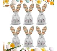 Easter Party Bags, 17,2 x 15,1 cm réutilisables Pouches With Drawstring, Bunny Ears Easter Snack Bags - For Classroom School Home Party Gathering Chocolate Toys Jelly Lollipops