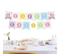 Easter Party Banner, Bunny Egg Pattern Bunting, 10 pieds colorés Easter Decorations for Home and Garden Sturdy Paper Garland Single Set Spring Holiday Banner for Mantle Fireplace Tree Wall Tiered Tray