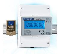 EASTRON SDM72D-MID Compteur de consommation d'électricité - Compteur d'impulsions triphasé - 100 A kWh, compteur d'énergie intelligent kWh sur rail DIN, avec écran LCD rétroéclairé - Certifié MID