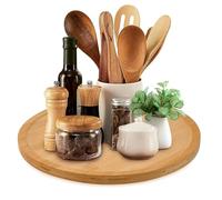 Eastsign Lazy Susan Organiseur de plateau tournant en bambou - Plateau de service en bois de 30 cm pour le rangement dans la cuisine, le placard et le garde-manger