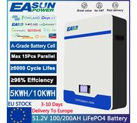 EASUN 300AH 100AH LiFePO4 batterie 48V 100AH batterie Powerwall 5KWH 15KWH batterie au Lithium fer 6000 + Cycle peut RS485 BMS sans taxe 51,2V 100AH 5KWH