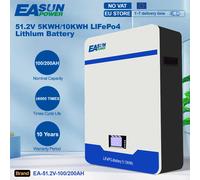EASUN 48V LiFePo4 batterie 100AH/200AH batterie 5KWH 10KWH mural Lithium fer Phosphate BMS 16S 51.2V stockage d'énergie 51.2V-100AH Powerwall