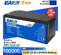 EASUN POWER-Batterie Rechargeable au Lithium VEFEPO4, BatBR Pack pour Camping-Car, Solaire, Pas de Taxe, 50Ah, 100Ah, 200Ah, 12V, 24V, BMS 12V 100AH
