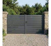 EASY CLOTURE Portail battant Aluminium ajouré H 1m60 x P 3m50 Gris 7016