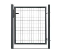 Easy Cloture Portillon grillagé en Acier galvanisé Maille 100 x 50 L 1m20 x H 2m00 Gris Anthracite - Porte de Jardin - Clôture de Jardin avec Serrure et poignée