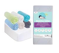 Easy Dort KIT Pratique Bebe | Matelas 40x80 Berceau Nacelle Couffin Bébé + 6 Draps Housse Coton OCÉAN + 2 Alèses Coton | Kit Complet lit bébé | Certifié Oeko-Tex | Fabrication France & UE