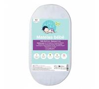 Easy Dort - Matelas couffin bébé Ovale 32x72 cm - Berceau, nacelle, Landau ou lit bébé | Fabriqué en France | Oeko tex® | Très Confortable | Été & Hiver | 32 x 72 cm Double Face | Blanc