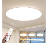 EASY EAGLE Plafonnier LED Dimmable avec Télécommande, 60CM 60W Blanc | 3000k-6500k 4800lm IP44 Étanche Luminaire Mince Lampe Plafond Moderne Rond pour Cuisine Salon Chambre Couloir Bureau