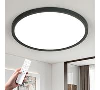 EASY EAGLE Plafonnier LED Dimmable avec Télécommande, 60cm 60W Noir | 3000K-6500k Grand Luminaire Plafond Rond pour Salon Chambre Bureau Salle de Bain Cuisine, CRI>85 Sans Flicker