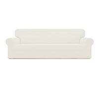 Easy-Going Housse de canapé 4 Places Extensible - Protection de Meubles Doux avec élastique en Bas - pour Enfants, Tissu Jacquard Polyester élasthanne, Petits Carreaux crème
