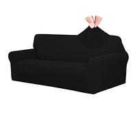 Easy-Going Housse de canapé en Jacquard Extensible 1 pièce avec Mousse antidérapante et Lavable pour Enfants, Animaux domestiques (canapé, Noir)