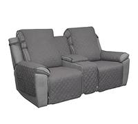 Easy-Going Housse de canapé réversible avec Console, pour Chaque siège avec Sangles élastiques, Compatible avec Les Enfants, Les Chiens, Les Animaux domestiques (2 Places, Gris/Gris Clair)