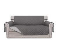Easy-Going Housse de canapé réversible pour Causeuse à 2 Coussins avec Sangles élastiques - pour Animaux de Compagnie, Enfants, Chiens, Chats - Causeuse surdimensionnée - Gris/Gris Clair