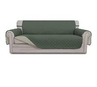 Easy-Going Housse de canapé surdimensionnée et réversible pour 3 Coussins, résistante à l'eau avec bâtons en Mousse pour Animaux domestiques (canapé surdimensionné, Vert grisâtre/Beige)
