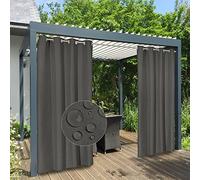 Easy-Going Lot de 2 Rideaux 100% imperméables pour extérieur, Coupe-Vent, résistants aux intempéries, Panneaux épais à œillets pour terrasse, tonnelle et pergola, 137 x 213 cm, Gris foncé