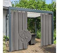 Easy-Going Lot de 2 Rideaux 100% imperméables pour extérieur, Coupe-Vent, résistants aux intempéries, Panneaux épais à œillets pour terrasse, tonnelle et pergola, 137 x 213 cm, Gris