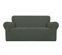 Easy-Going Stretch Loveseat Slipcover 1-Piece Sofa Cover Furniture Protector Couch Soft with Elastic Bottom for Kids Polyester Spandex Jacquard Fabric Small Checks (Loveseat, Olive Green)