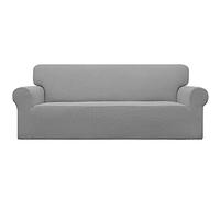 Easy-Going Stretch Sofa Slipcover 1-Piece Sofa Cover Furniture Protector Couch Soft with Elastic Bottom for Kids, Polyester Spandex Jacquard Fabric Small Checks (Sofa, Light Gray)
