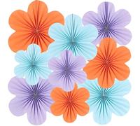 Easy Joy Rosace Papier Decoration, Coloré Évantail en Forme de Fleur Décoration Ventilateur de Papier Guirlande pour Décorations de Anniversaire Mariages Bébé Baptême Lot de 9
