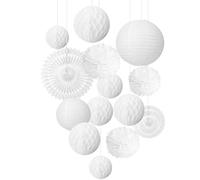 EASY JOY White Party Decoration Mariage Blanc Pompon Papier de Soie Fleur Rosace Papier Lanterne Chinoise Wedding Chambre Mariage Deco - 12pcs