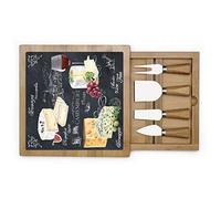 Easy Life 891WOCH Plateau à Fromage avec Tiroir, Verre, Noir, 25,5 cm, 25.5 x 25.5 x 3.5 cm