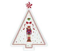 Easy Life Assiette de Noël en forme d'arbre en porcelaine avec soldat casse-noisette vintage "Nutcracker Twist" 21x16 cm