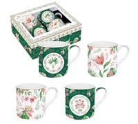 Easy Life COFFRET 4 MUGS 30 N PORCELAINE BOTANIC CHIC