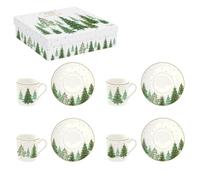 Easy Life COFFRET 4 TASSES A CAFE 10 CL EN PORCELAINE FESTIVE TREES