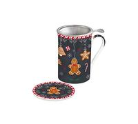 EASY LIFE COFFRET TISANIERE 30CL EN PORCELAINE AVEC FILTRE INOX R0280#GING, Noir