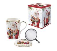 Easy Life COFFRET TISANIERE 35CL EN PORCELAINE AVEC FILTRE INOX SANTA IS COMING