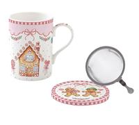 Easy Life SWEC0105 Sweet Christmas Tasse à thé, avec passoire, couvercle et soucoupe, 350 ml