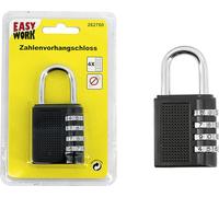 Easy Work Cadenas à combinaison, 4 chiffres, noir/argent (1 kit)