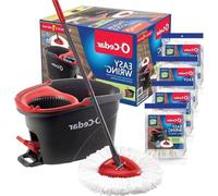 Easy Wring Spin Mop et emballage du seau - Déballage intuitif - Système de nettoyage des sols en microfibres - Spinmop et seau avec 4 recharges supplémentaires