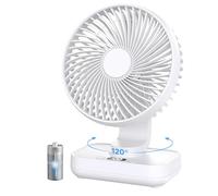EasyAcc Ventilateur Silencieux Portable USB, Automatique 120° Oscillation°+ 90° Inclinaison, Batterie 4000mAh, 4 Vitesses, Détachable, Petit Ventilateur Bureau de Table pour Oficina, Maison, Voyage