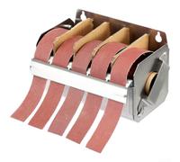 EasyByMall Boîte de bande abrasive en acier inoxydable 25 mm x 6 mm 5 fentes pour le travail du bois, le polissage du métal, l'élimination de la rouille, organiseur, rouge, 18,5 cm